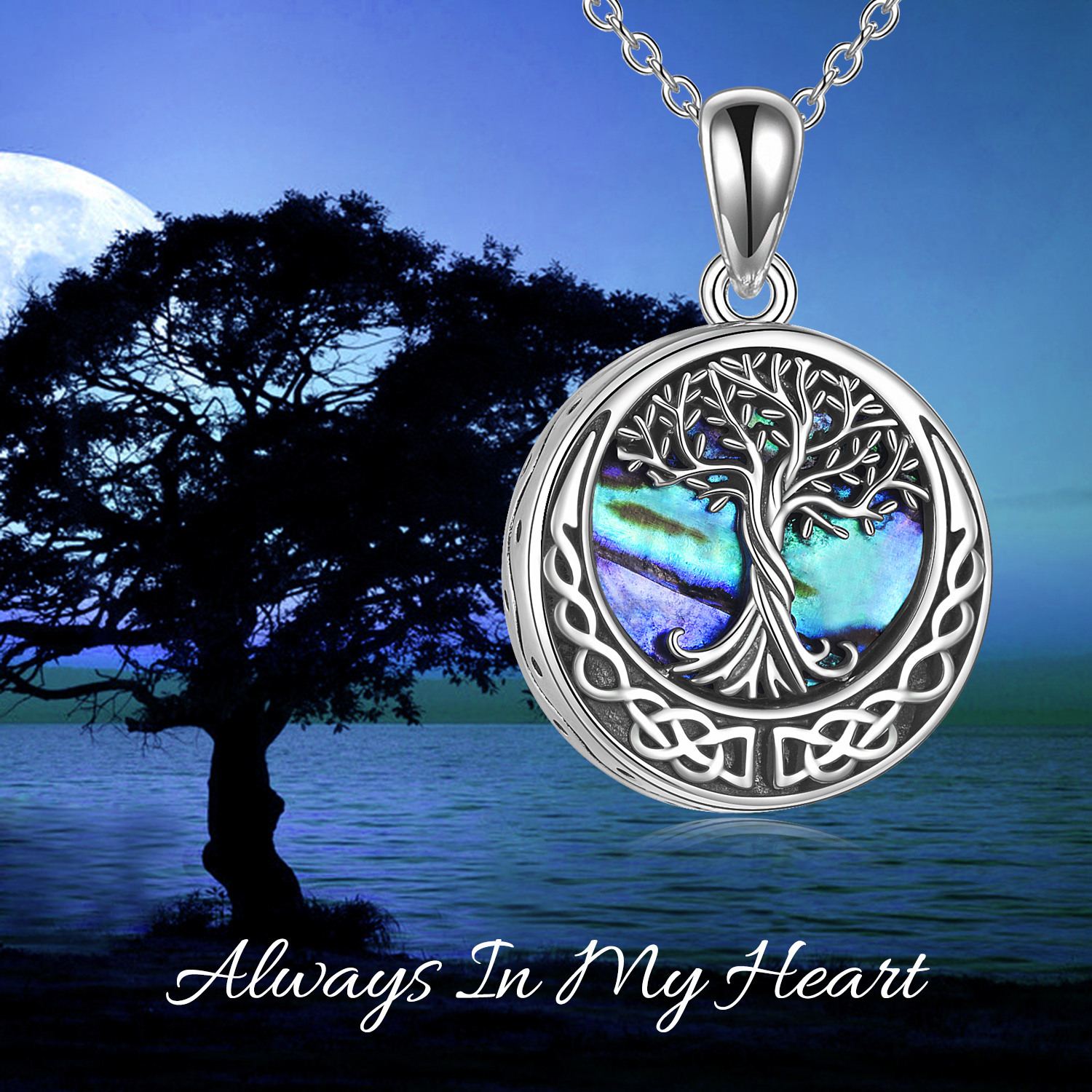 Women's 925 Sterling Silver Tree of Life Urn Necklace
